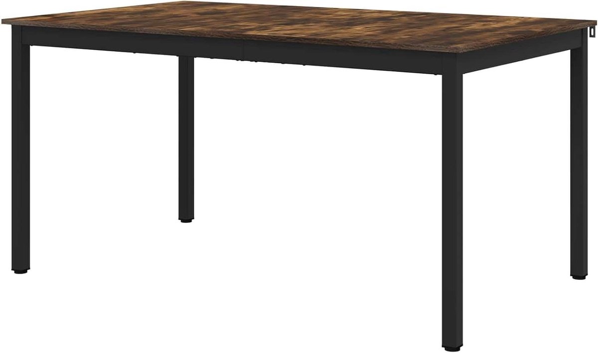 Eettafel Rechthoekig - Keukentafel Tafel - Dagelijkse Maaltijden - Houten Oppervlak Zwart Frame - 150 x 90 x 75 cm