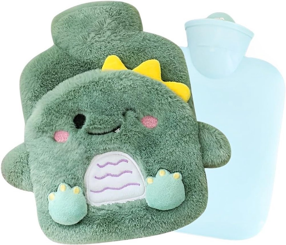 Draagbare warmwaterkruik, klein formaat, ideaal als hand- en voetverwarmer, geschikt voor kinderen en volwassenen, zachte pluche stof, snelle pijnverlichting en comfort