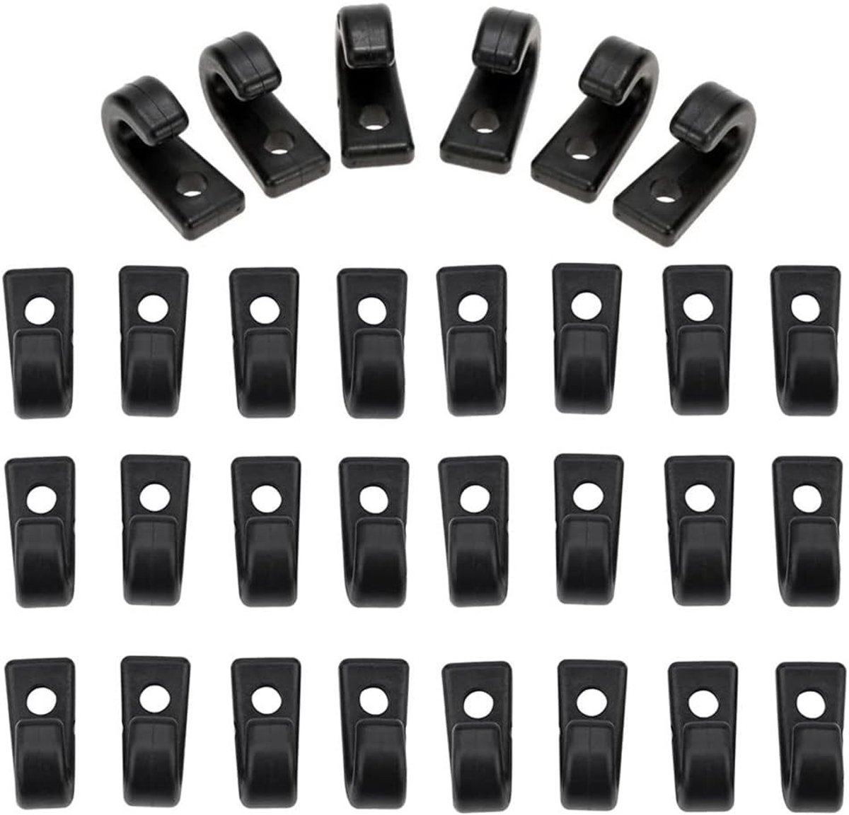 30 Stuks J-vormige Nylon Zwarte Ankerhaken, Multifunctionele Duurzame Clip voor Boot, Kano en Bungee Gebruik