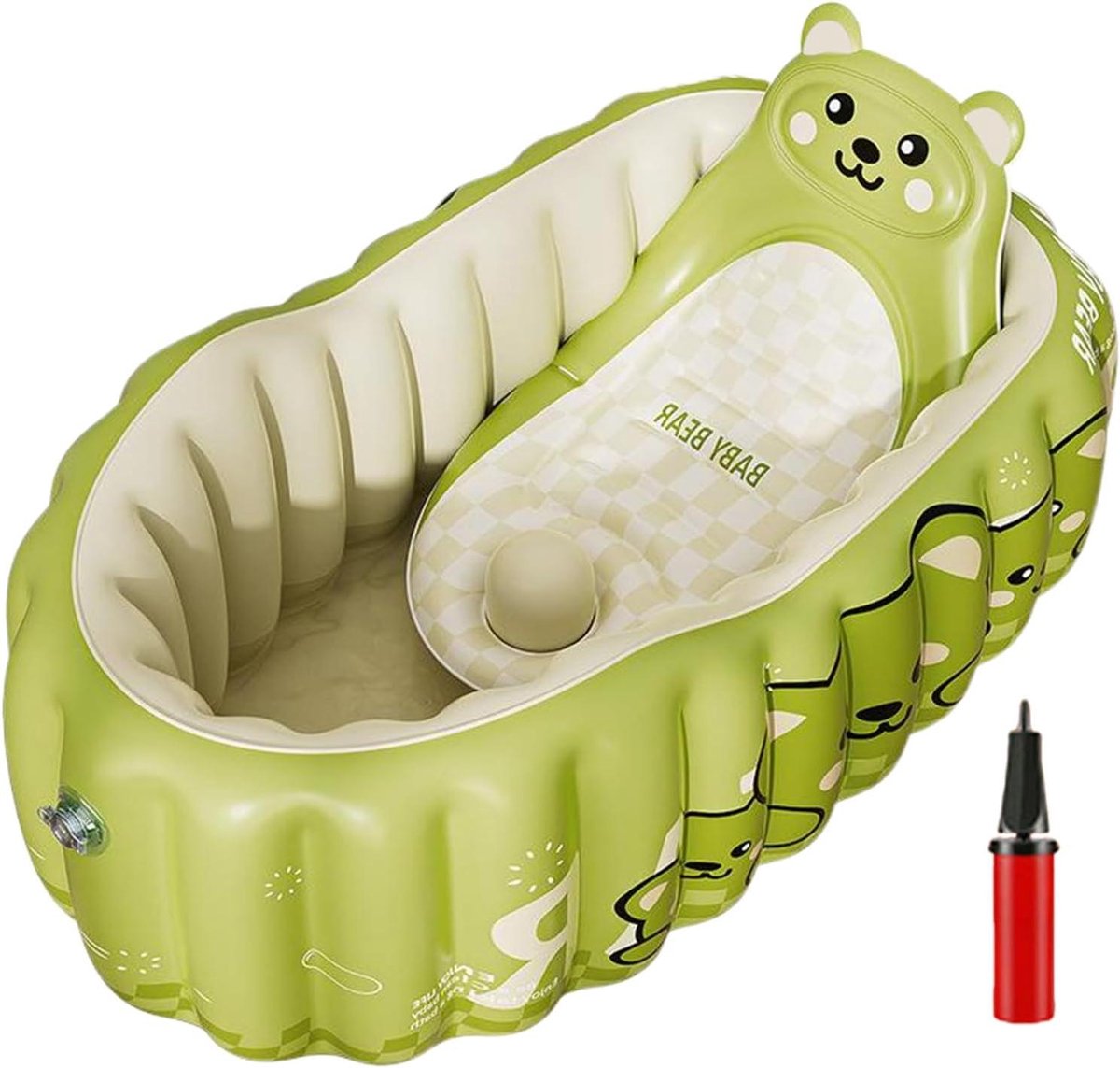 Opblaasbaar Babybadje - Draagbaar Badje - Veilig Baden - Inclusief Pomp - 90 cm - Beige