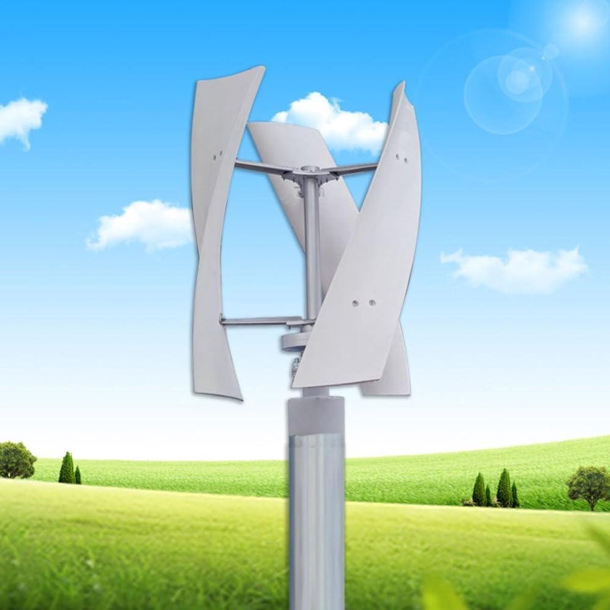 Windturbine Generator - Windmolen Energie - Energie Opwekken - Geluidsarme Werking - 53 x 75 cm - Meerkleurig
