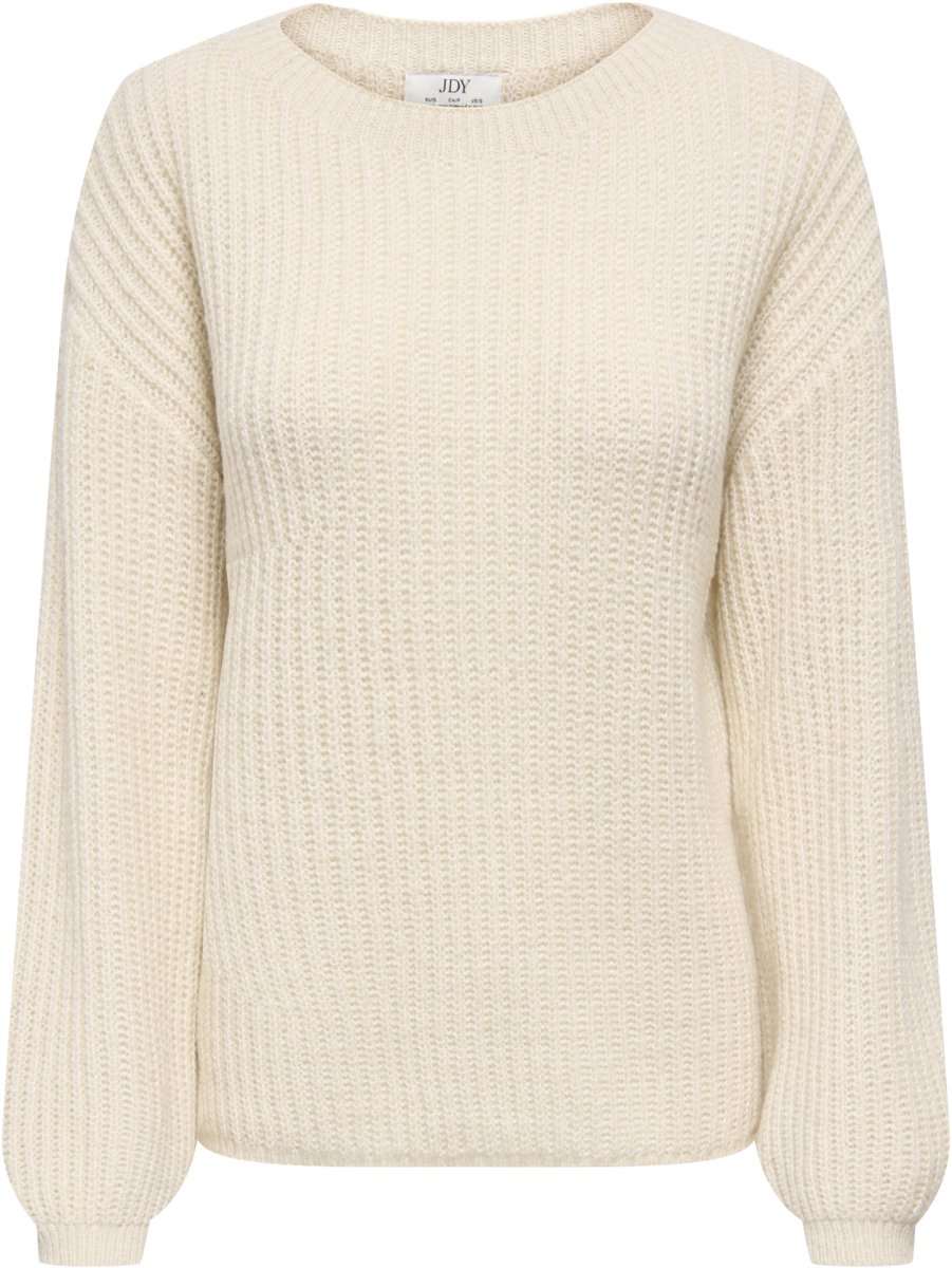Jacqueline de Yong Trui Jdytennison Life L/s O-neck Pullove 15375071 Birch/white Ply Dames Maat - L