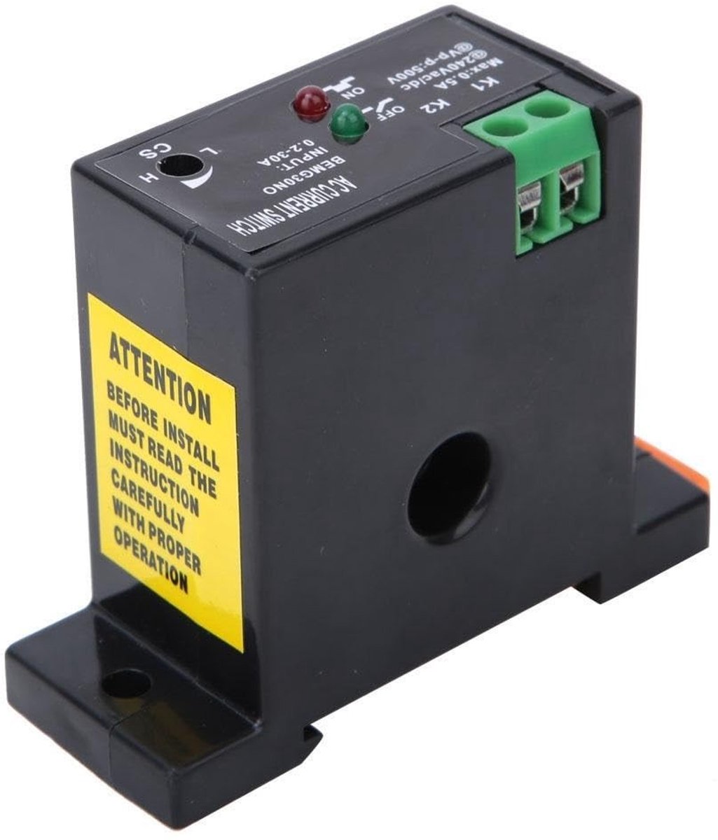 Huidige Detectieschakelaar voor AC 240V - Instelbare Stroomdetectie tot 30A met Lichtindicator en Normaal Open Sensor