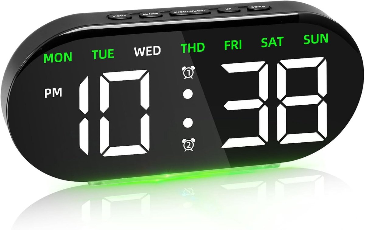 Digitale wekker met grote LED-display - instelbare helderheid - dubbele alarmfunctie - ideaal voor slaapkamer - ShopVlot