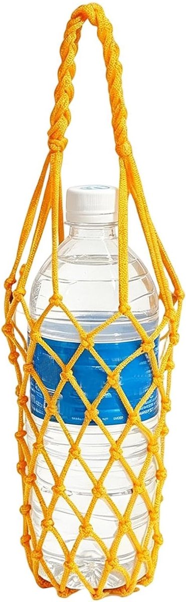 Waterfleshouder Tas - Bekerhouder Net - Outdoor Activiteiten - Geweven Ontwerp - 34 cm Lengte - Oranje