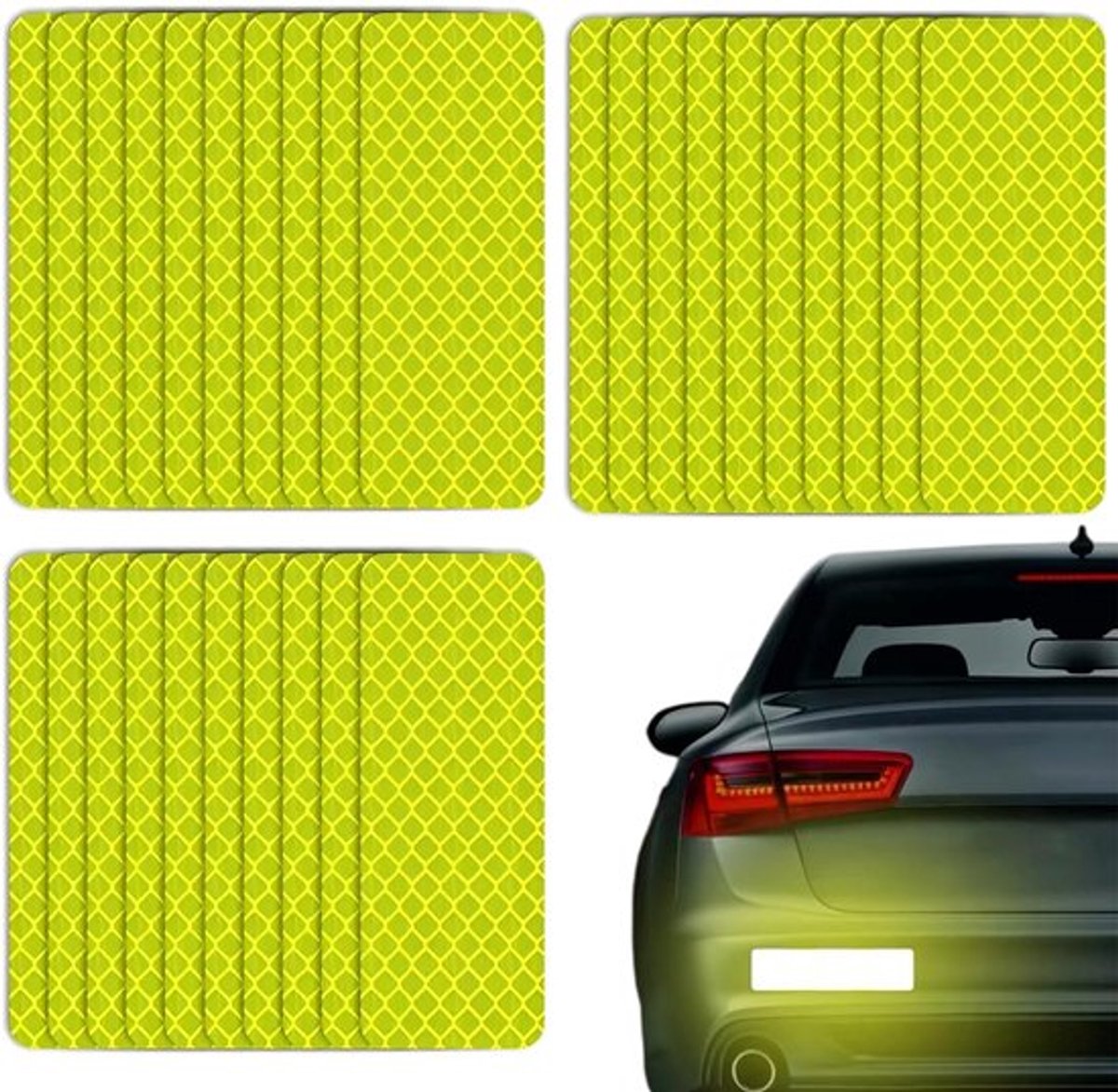 Reflectiestickers 30 Stuks - Zelfklevende Reflector Stickers - 3 x 8 cm - Veiligheidsreflector - Hoge Reflectiviteit - Fluorescerend Groen - Veiligheidsstickers