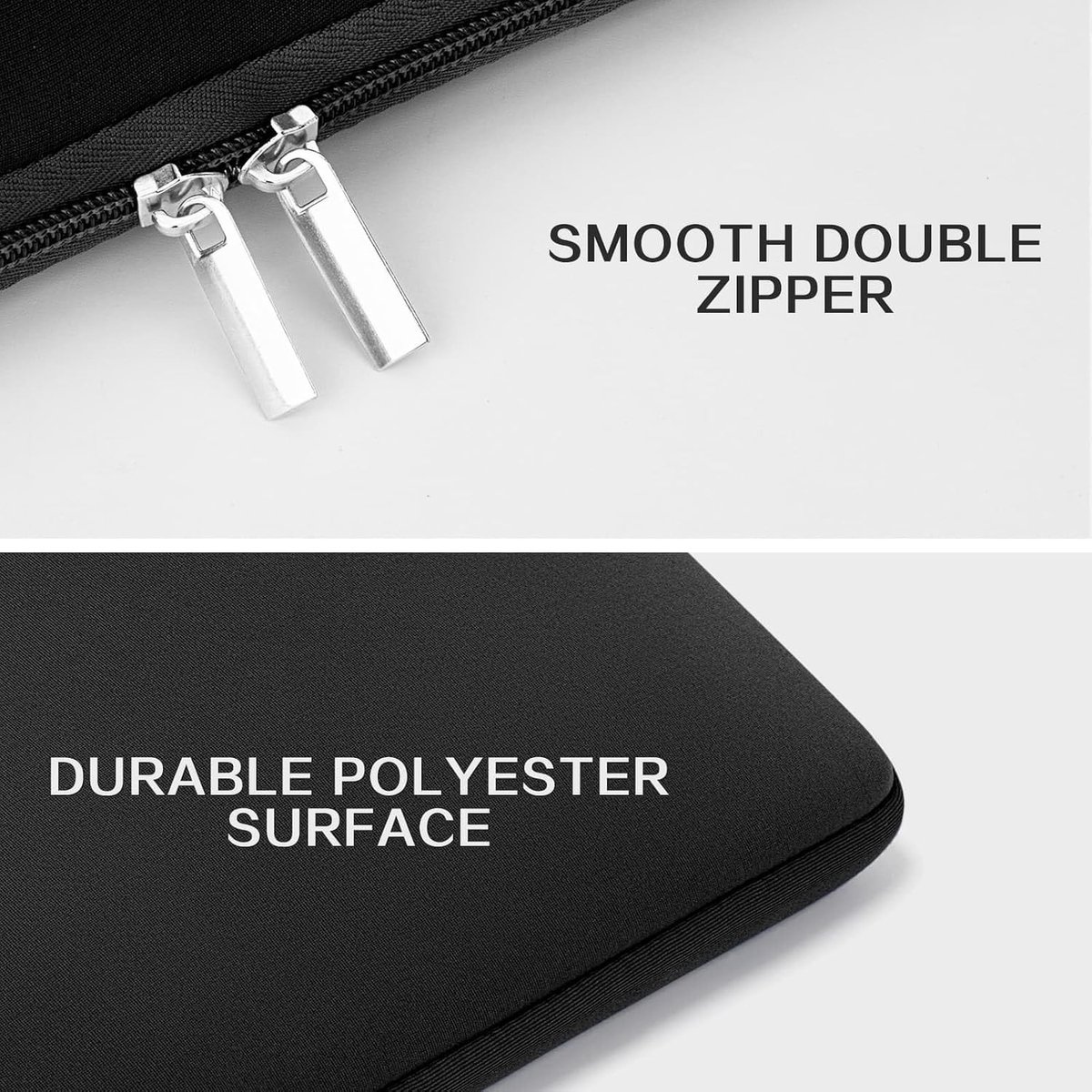 15.6 Inch Laptop Sleeve - Beschermende Tas met Voorvak voor Ultrabook en Chromebook - Zachte Draagtas voor Notebook en Accessoires (Zwart) thumbnail 2