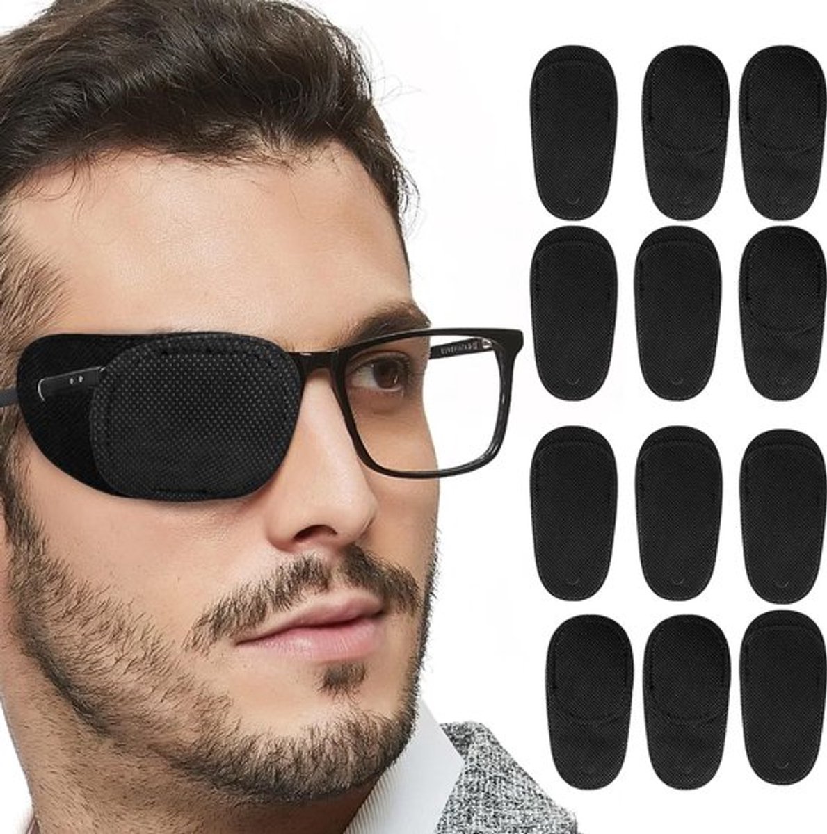 Oogkleppen 12 Stuks - Herbruikbare Medische Ooglapjes - Geschikt voor Zonnebrillen - Vliesmateriaal - Comfortabel in Gebruik - Behandeling Amblyopie - Oogmasker