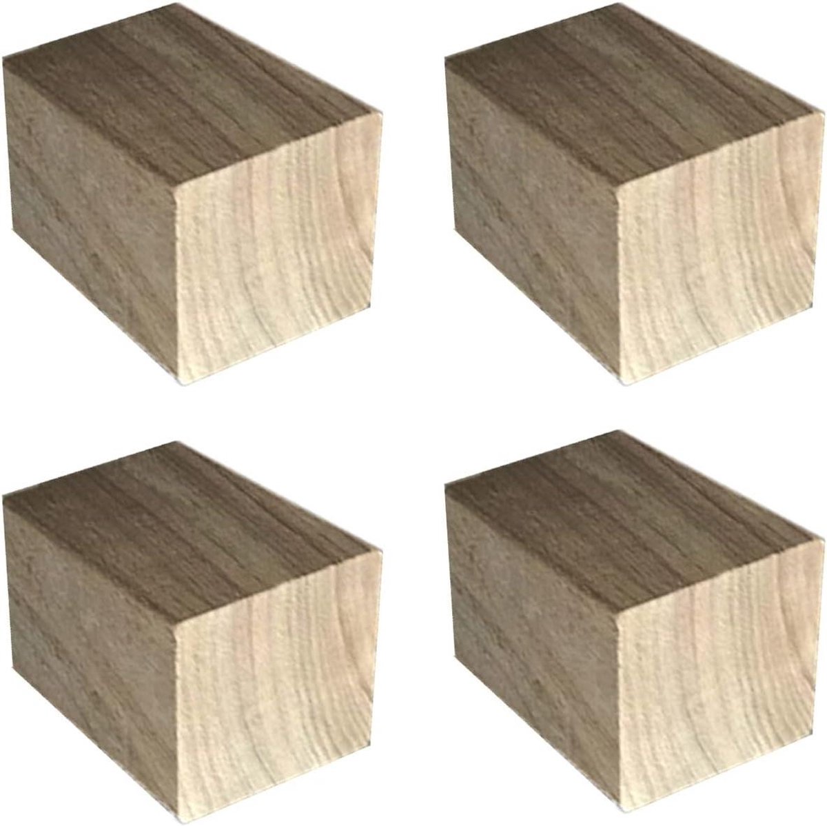 Meubelverhogers Hout - Meubelpoot Verhogers - Meubels Verhogen - Milieuvriendelijk Grenen - 10x10cm - Houtkleur