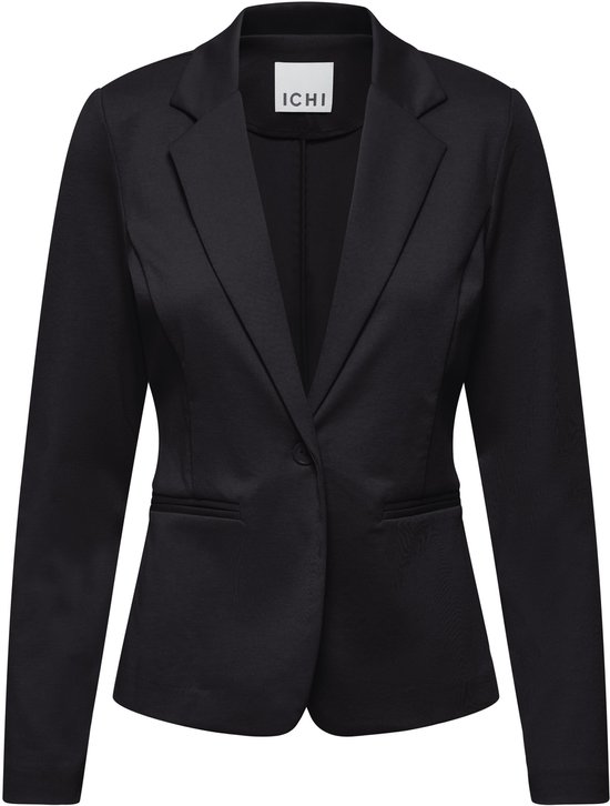 Zwarte ICHI blazer met één knoop sluiting en reverskraag.