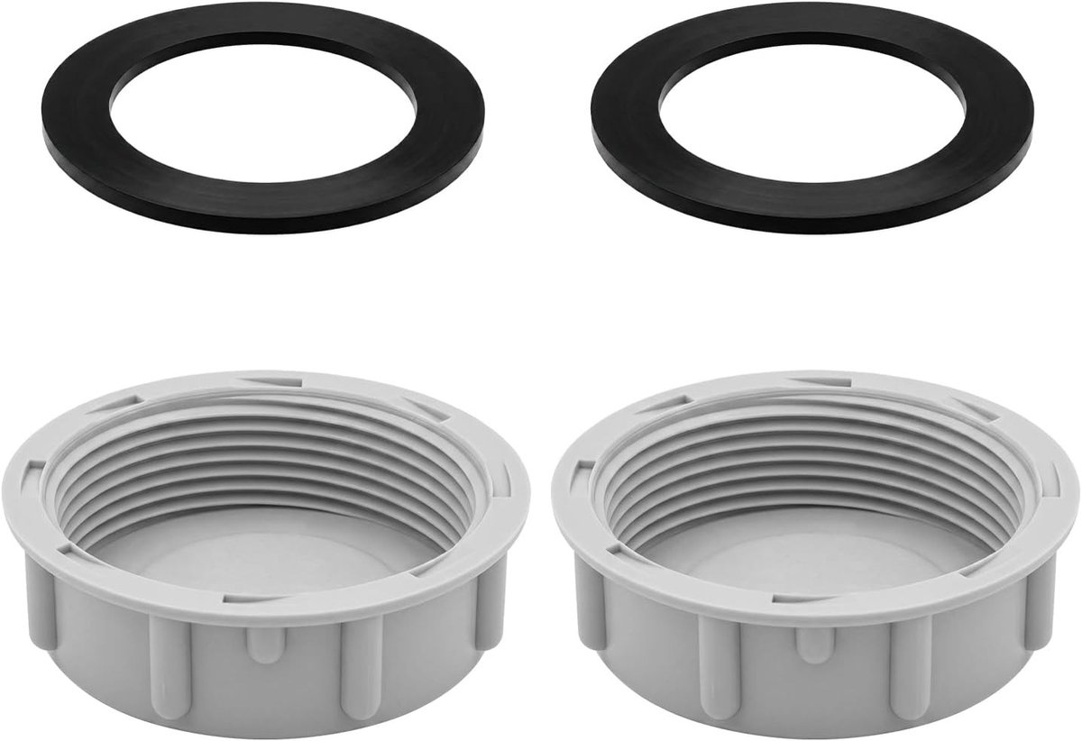 Basin Cover Cap Set van 2, 54mm Afvoerplug met Binnen Draad en Rubberafdichting voor Keuken en Badkamer, Grijs, Waterdicht en Duurzaam
