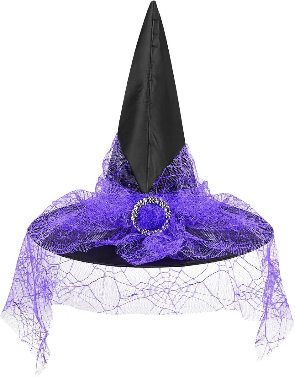 Puntige Hekkenhoed voor Halloween, Kostuumaccessoires voor Feestjes en Thema-evenementen, Perfect voor Carnaval en Griezelfeesten