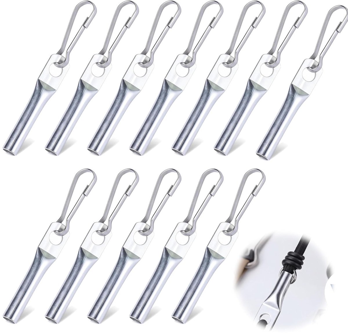 Touweindsluiting met simplex-haken, verzinkt voor 8 mm touw, 12 stuks voor veilig gebruik en sterke bevestiging