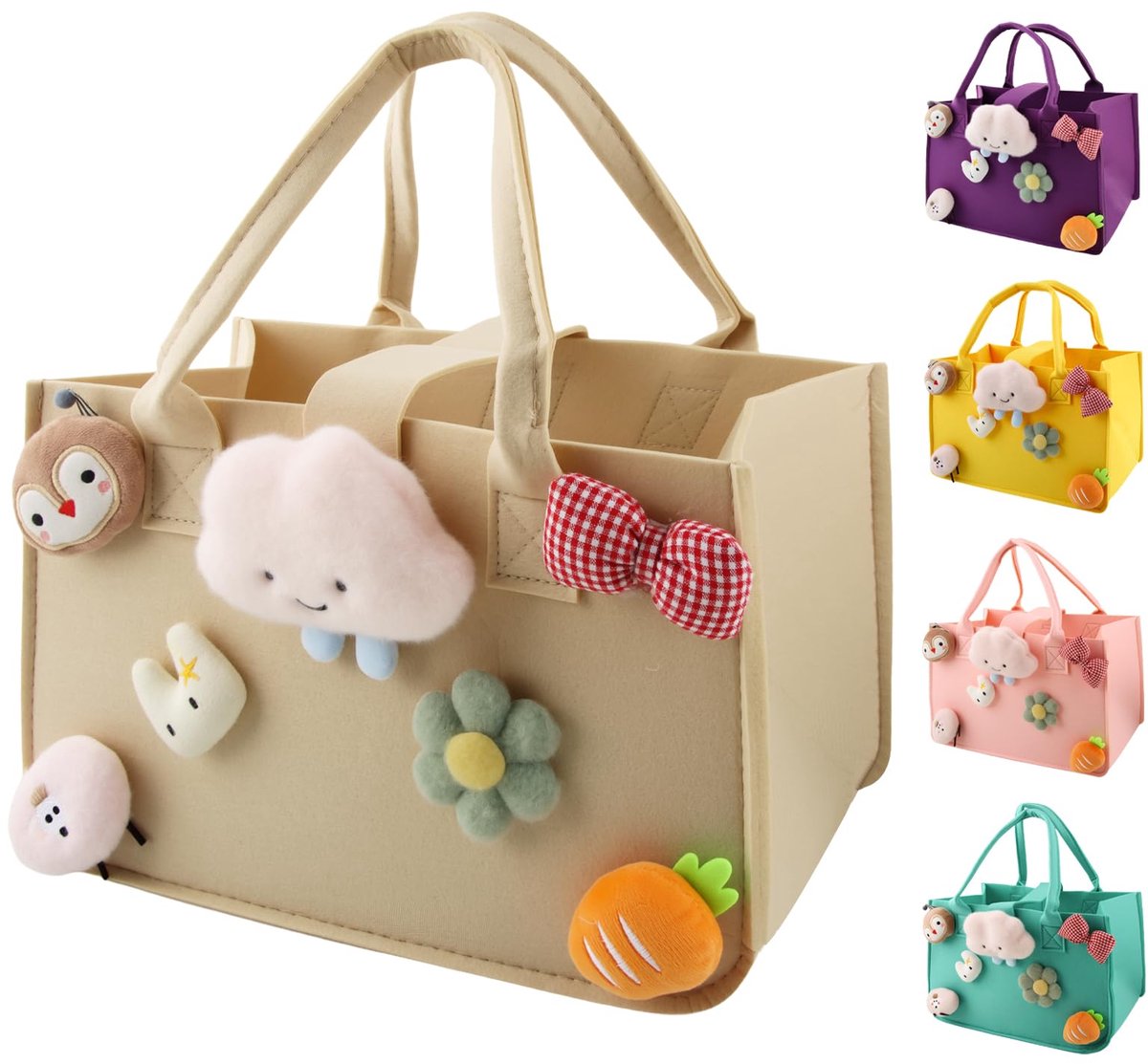 Boodschappenmand voor kinderen 30 x 20 x 18 cm - vilten tas - kleurrijk - speelgoedtas voor jongens - ShopVlot