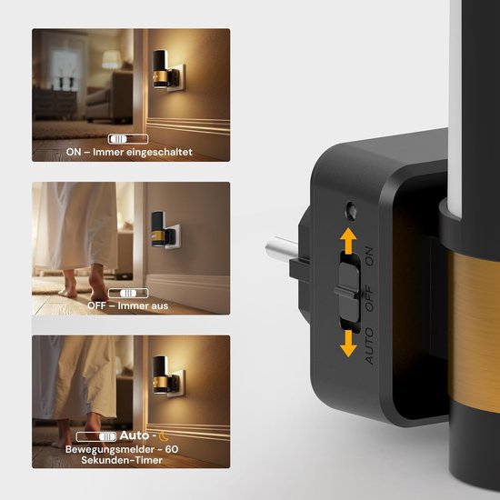 Nachtlampje bewegingsmelder - Stopcontact lampje - Veilig Oriënteren - 360 graden draaibaar - 1 Watt - Warm Wit — afbeelding 4