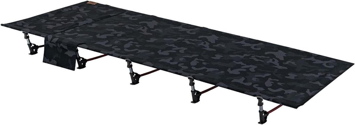 Veldbed Campingbed - Opvouwbaar Ligbed - Outdoor Ontspanning - Ultralicht Aluminium - 190 x 70 cm - Camouflage Zwart