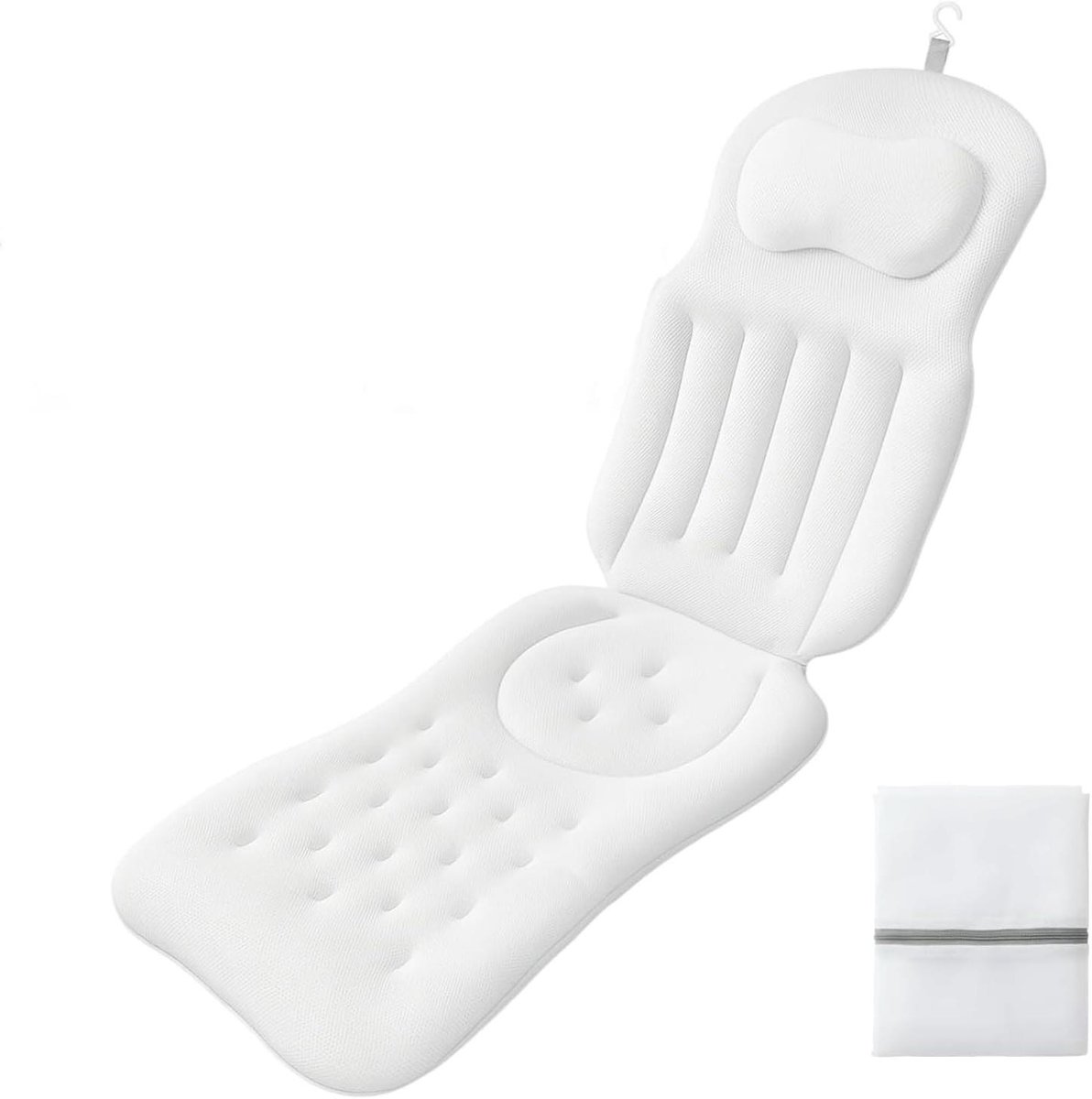 Badkussen - Badmat Hoofdsteun - Ontspannen in bad - Volledige lichaamssteun - 35 x 20 x 6 cm - Wit