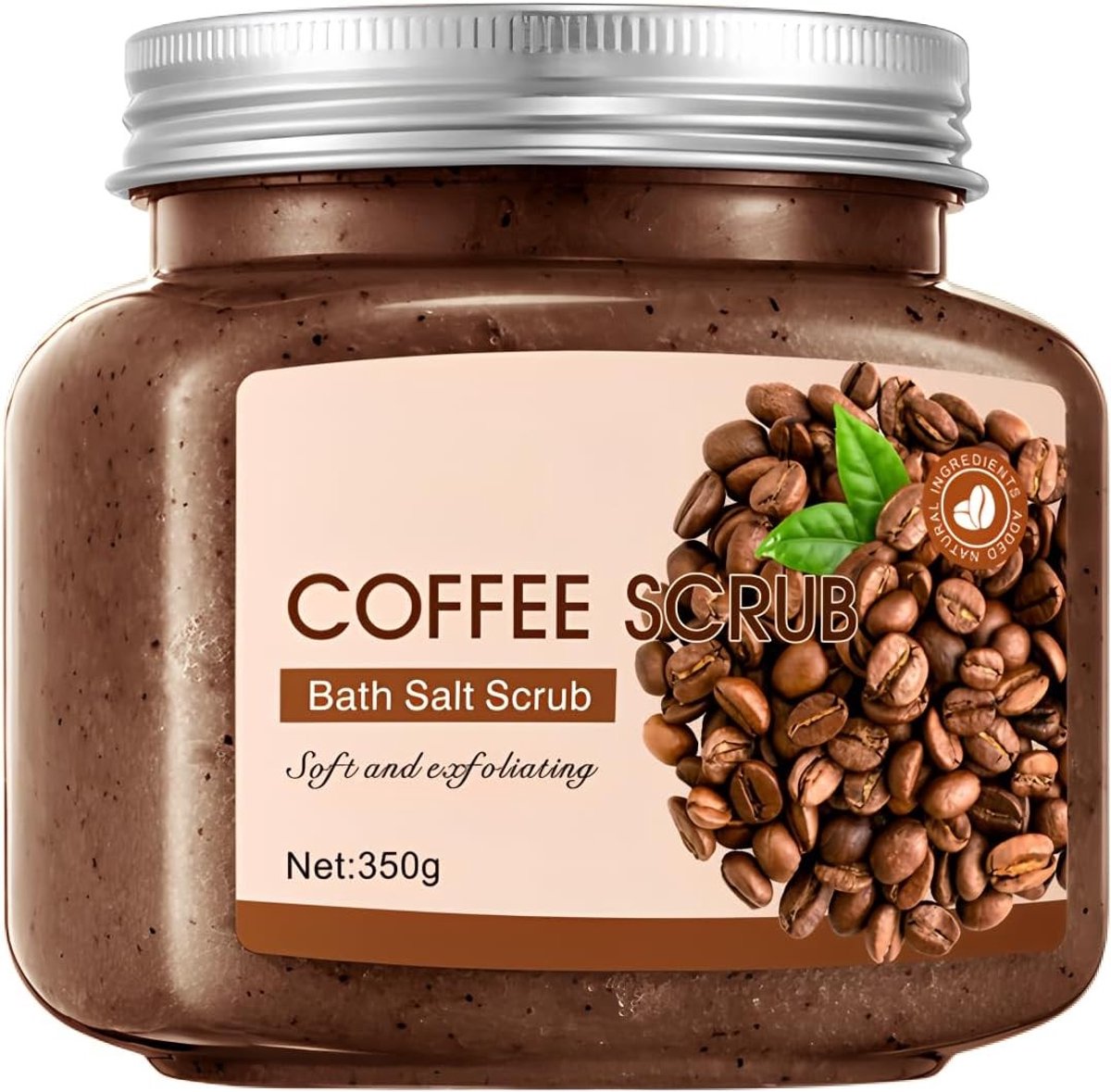 Verfrissende en Exfoliërende Scrub van Koffie 350g voor Stralende Huid, Verwijdert Dode Huidcellen en Verbeterde Huidstructuur, Voor Zijdezachte en Gladde Teint