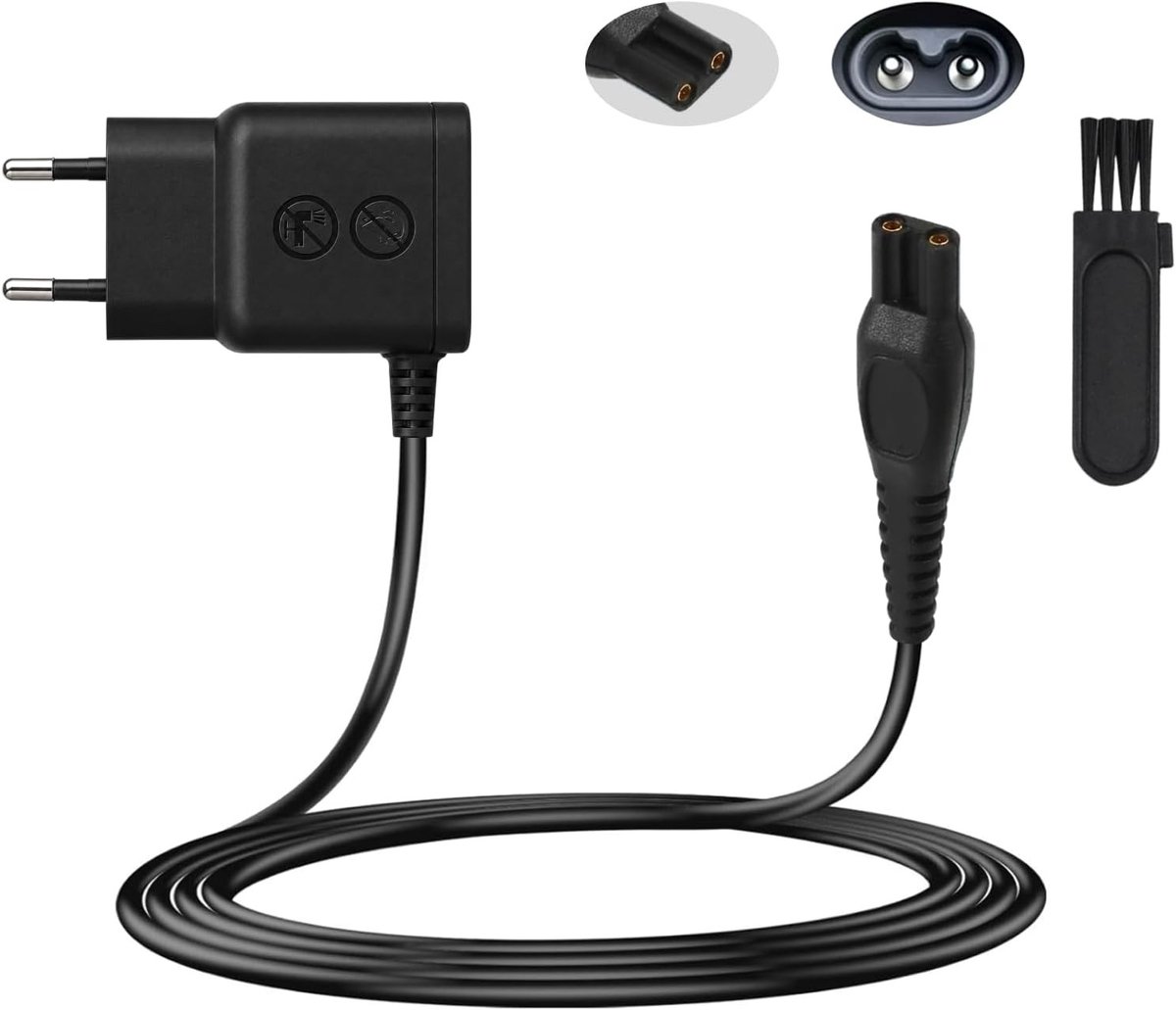 Krachtige 15V Voedingskabel voor Scheerapparaten, Geschikt voor Diverse Series en Modellen, 1 m Snoer, Scheerapparaat Accessoire, Baardtrimmer Oplader