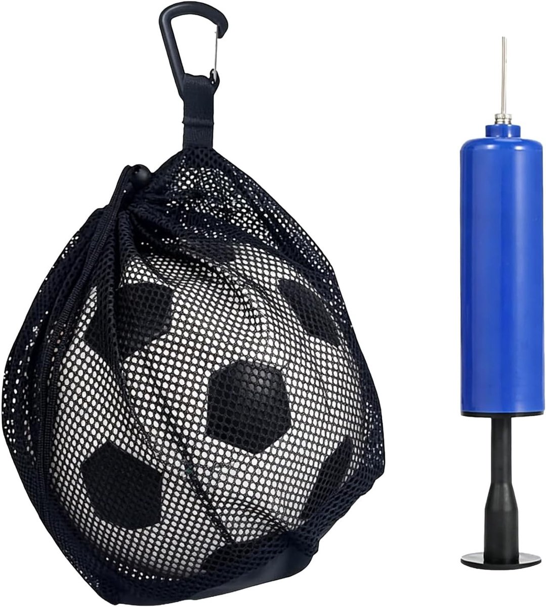 Voetbaltas met luchtpomp - Ongekleurd - Maat 5 - Opvouwbare Sporttas met Binnenzak en Handpomp - Voor Voetbal en Basketbal