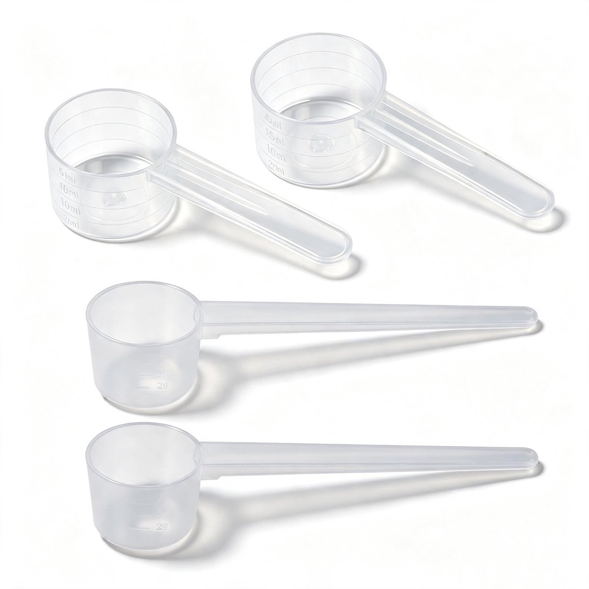 Maatlepelset 4 stuks - transparant - 5 g & 10 g/20 - ideaal voor nauwkeurig doseren - ShopVlot