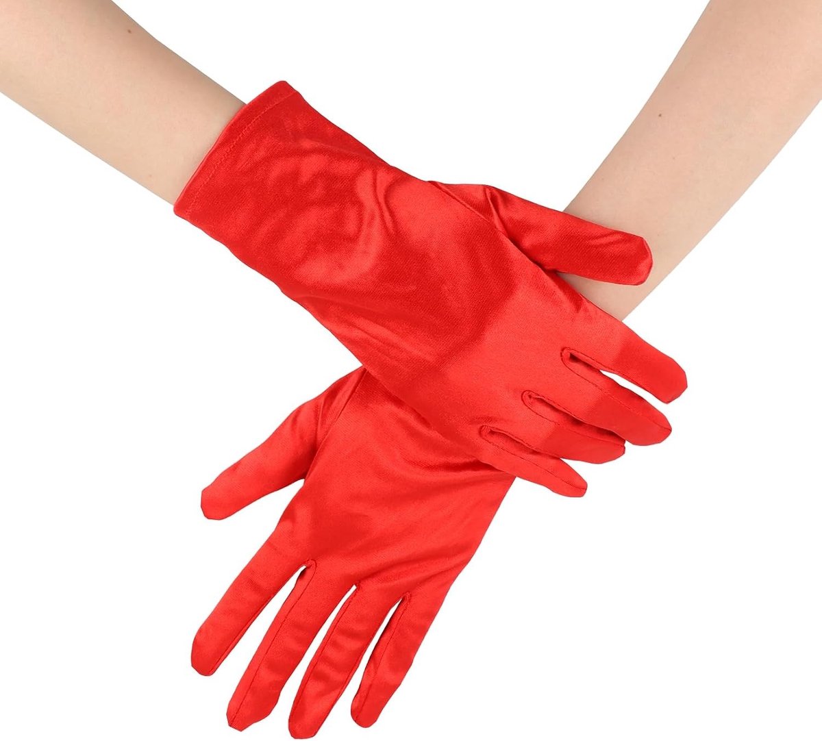 Korte Satijnen Handschoenen voor Dames - Perfect voor Theepartijen, Bruiloften en Feestjes