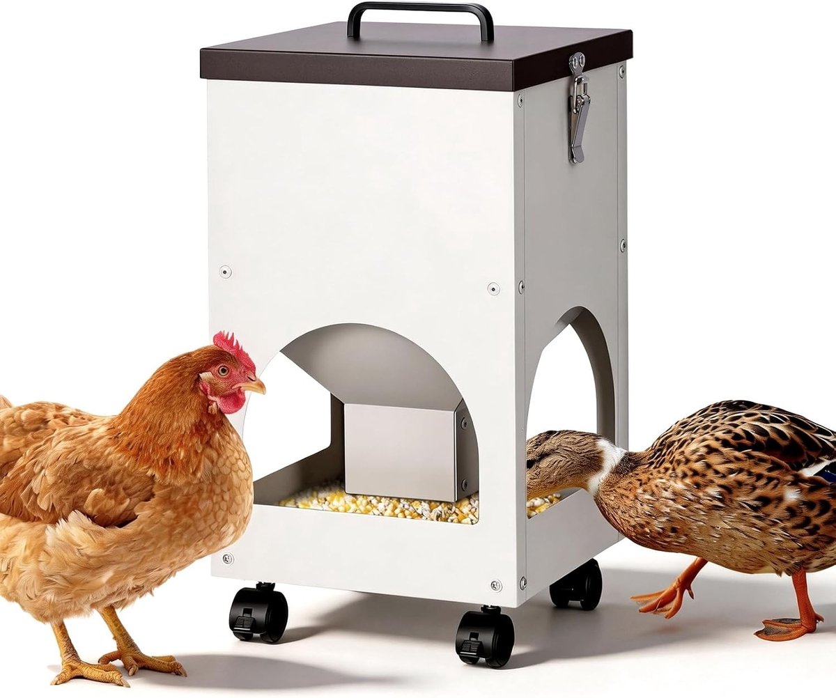 Automatische Voederdispenser voor Kippen, Eenden en Kalkoenen - 8 kg Metaal, Sterk en Gemakkelijk Schoon te Maken