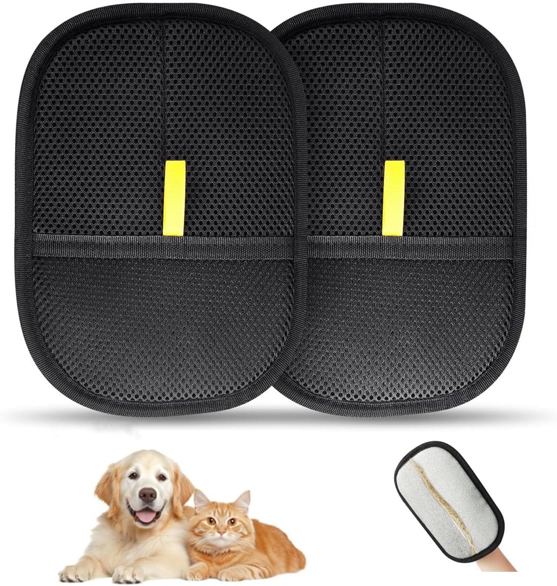 Honden- en kattenverzorgingshandschoenen, 2 stuks herbruikbare verwijdering van dierenharen, ideaal voor meubels, tapijten en kleding