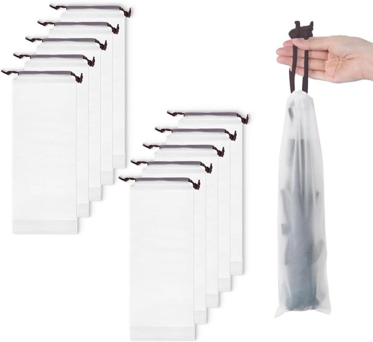 Set van 10 Transparante Parapluzakken, Handige Opbergtassen voor Paraplu's, Waterdichte Bescherming en Ruimtebesparing (13 x 33 cm)