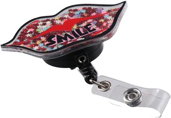 Schattige Lippen Retractable Badge Reel met Alligator Clip voor Kantoor en Artsen, Perfect voor Identificatie en Toegang — afbeelding 2