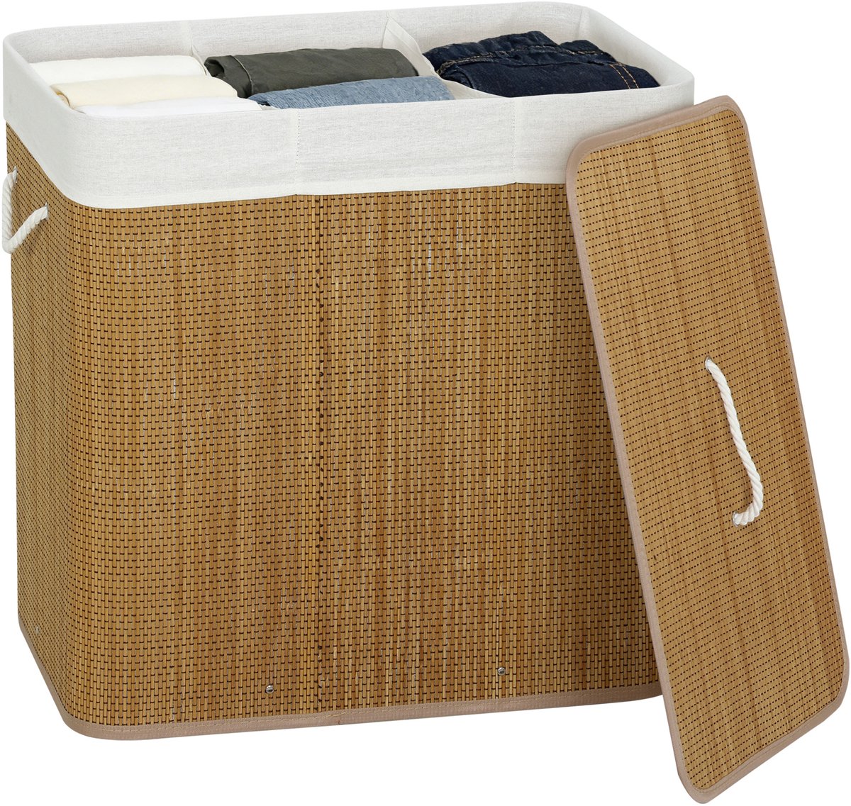 HOMCOM Laundry Hamper-Bambus-60L x 40B x 60H cm-Braun