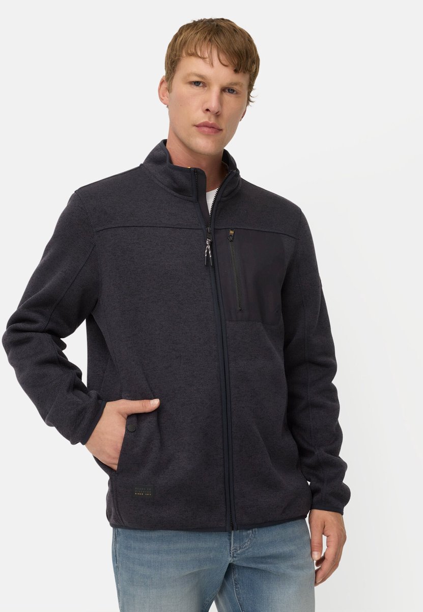 camel active Fleecejas met hoge opstaande kraag - Maat menswear-L - Marineblauw