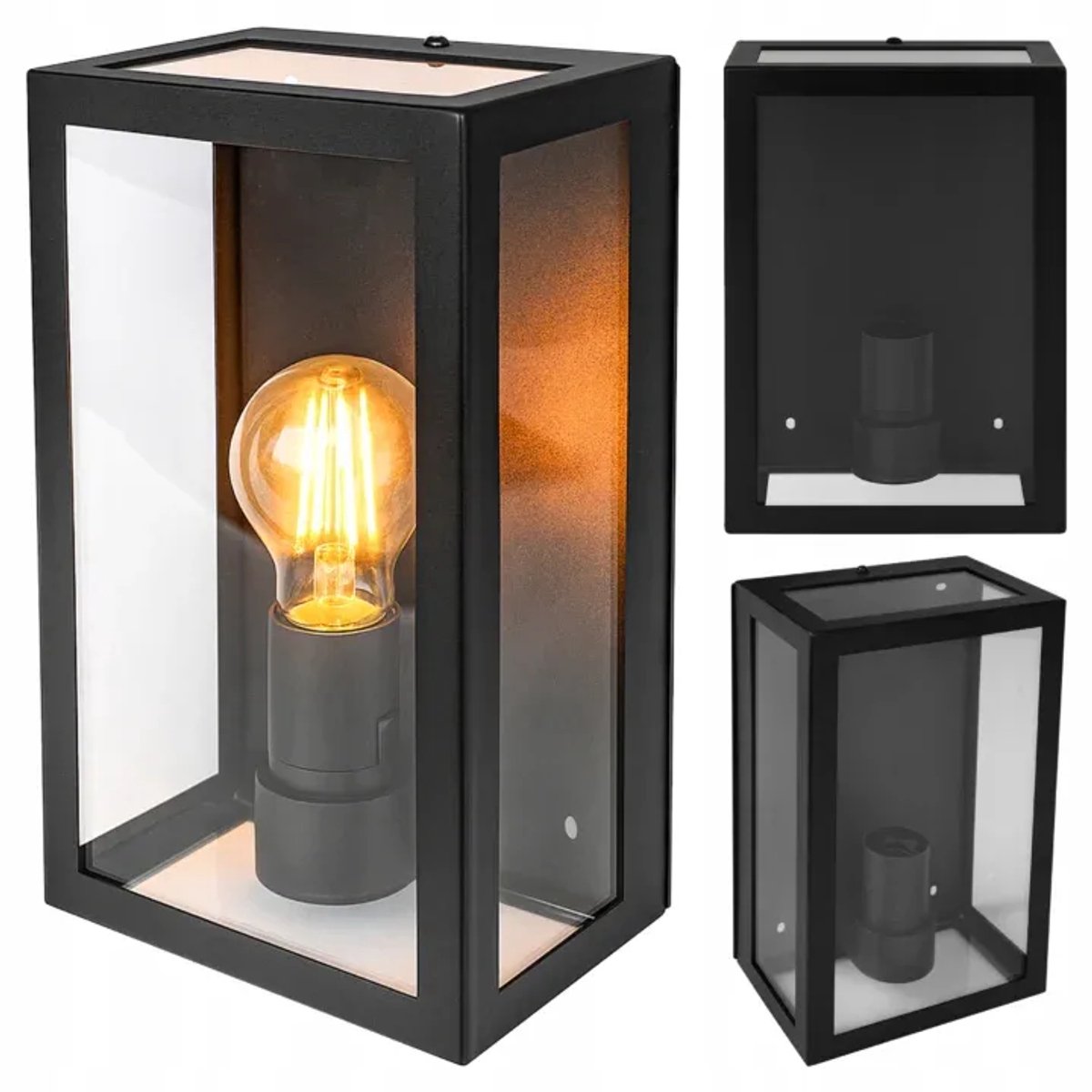 Wandlamp buiten E27 LED IP44 Glas Zwart – Modern & Weerbestendig