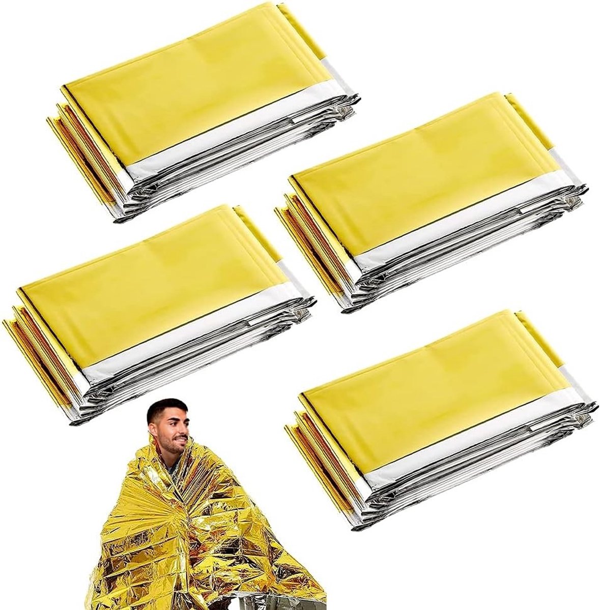 Waterdichte Survivaldeken - Goud - 160 x 210 cm - Draagbare Thermische Nooddeken - Voor Buiten, Wandelen en Kamperen