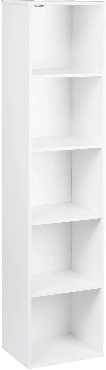 Klarven® Boekenkast Wit - 4 Kubussen Opbergruimte - Stabiel en Compact - 30x24x132 cm