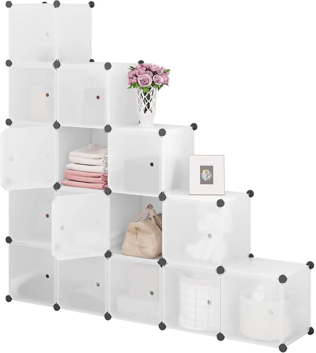 Modulair Kastensysteem - 15 Vakken - Flexibel Indeelbaar - Inclusief Deuren - B 110 x D 38 x H 145 cm