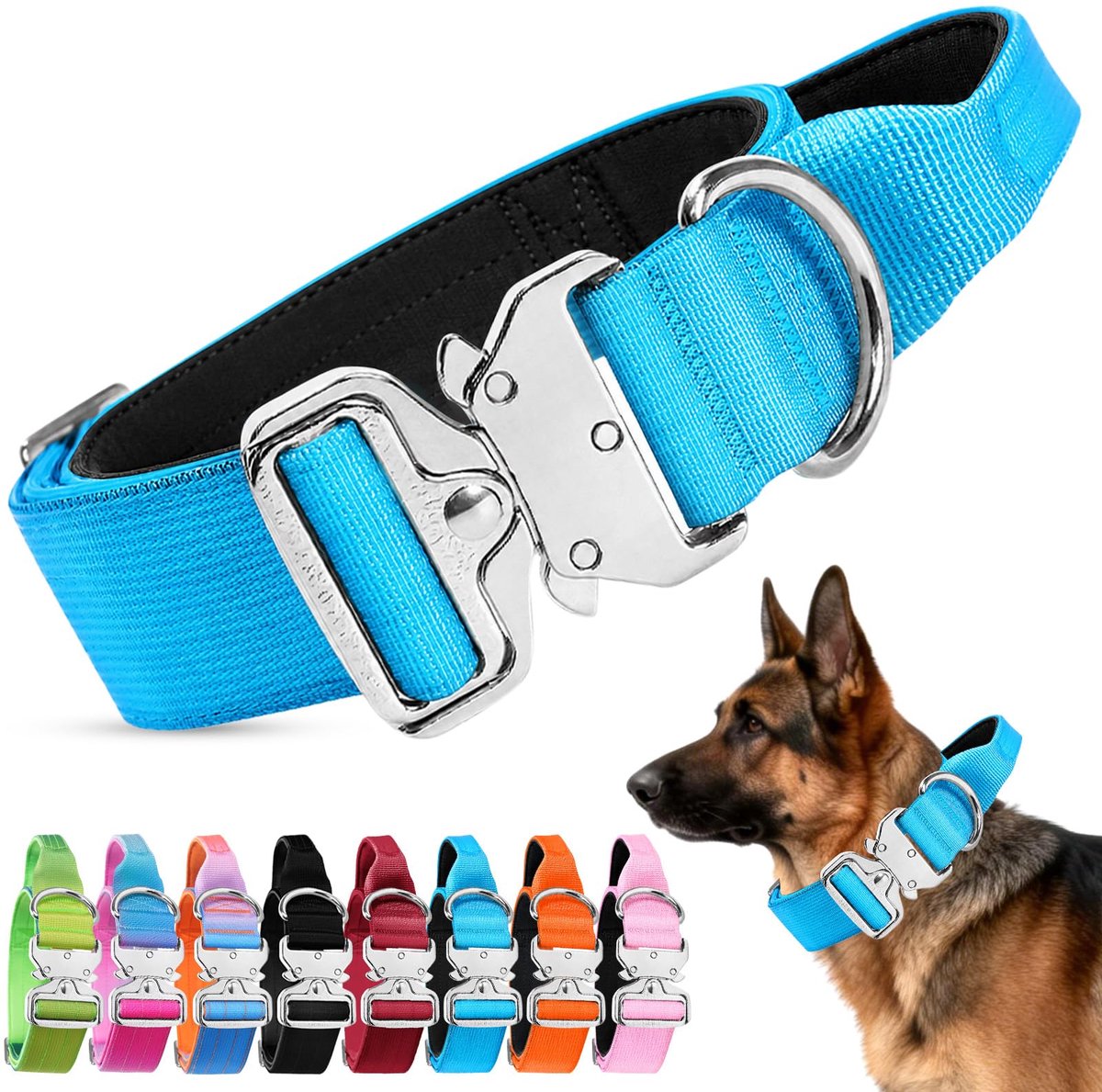 Hondenhalsband Heavy Duty - Tactisch met handvat - Voor middelgrote en grote honden - Ideaal voor training en controle - ShopVlot