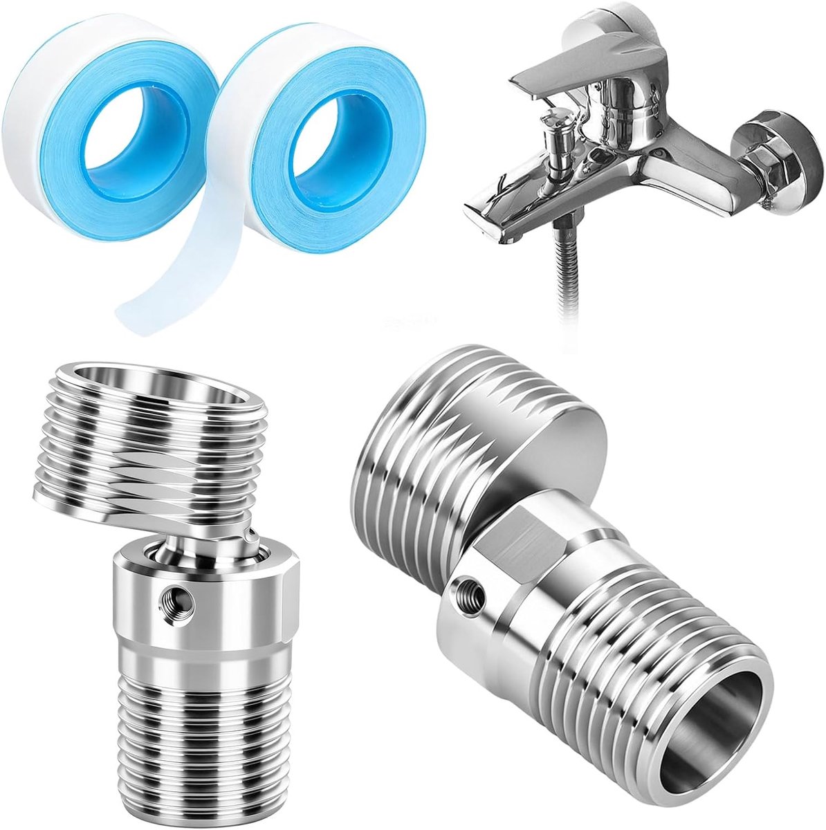 Pack of 2 304 Stainless Steel Eccentric Faucet Adapter, Adjustable, 360 Degree, Scalable, Flexible, Suitable for - ShopVlot
