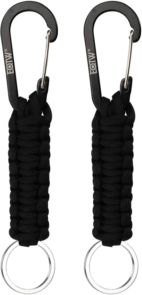 Sleutelhanger met karabijnhaak - vergrendelbaar - 2 zwarte sleutelhangers - ideaal voor reis en outdoor - ShopVlot