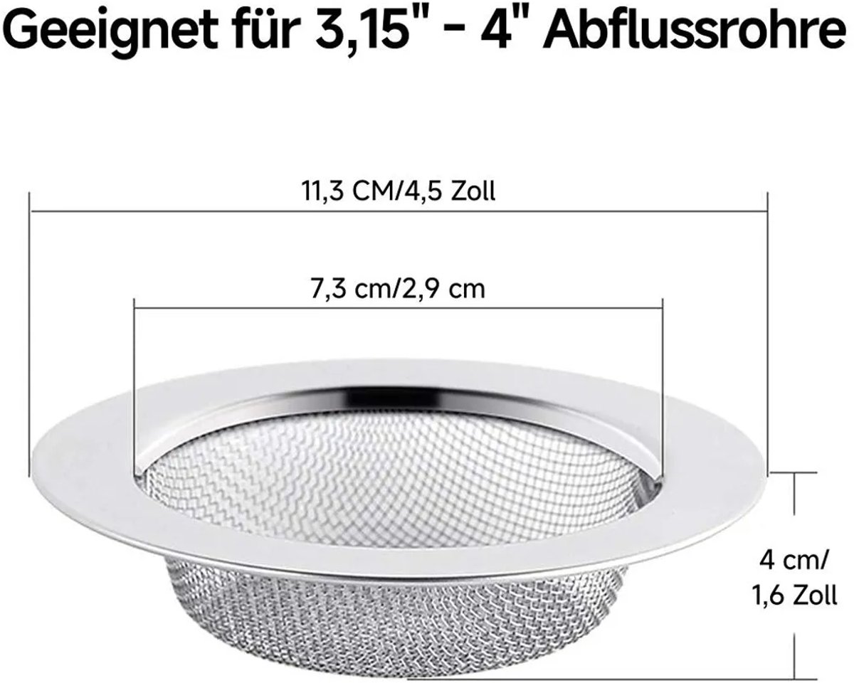 Verstevigd driedelig gootsteenfilter Geschikt voor handvat, anti-verstopping.