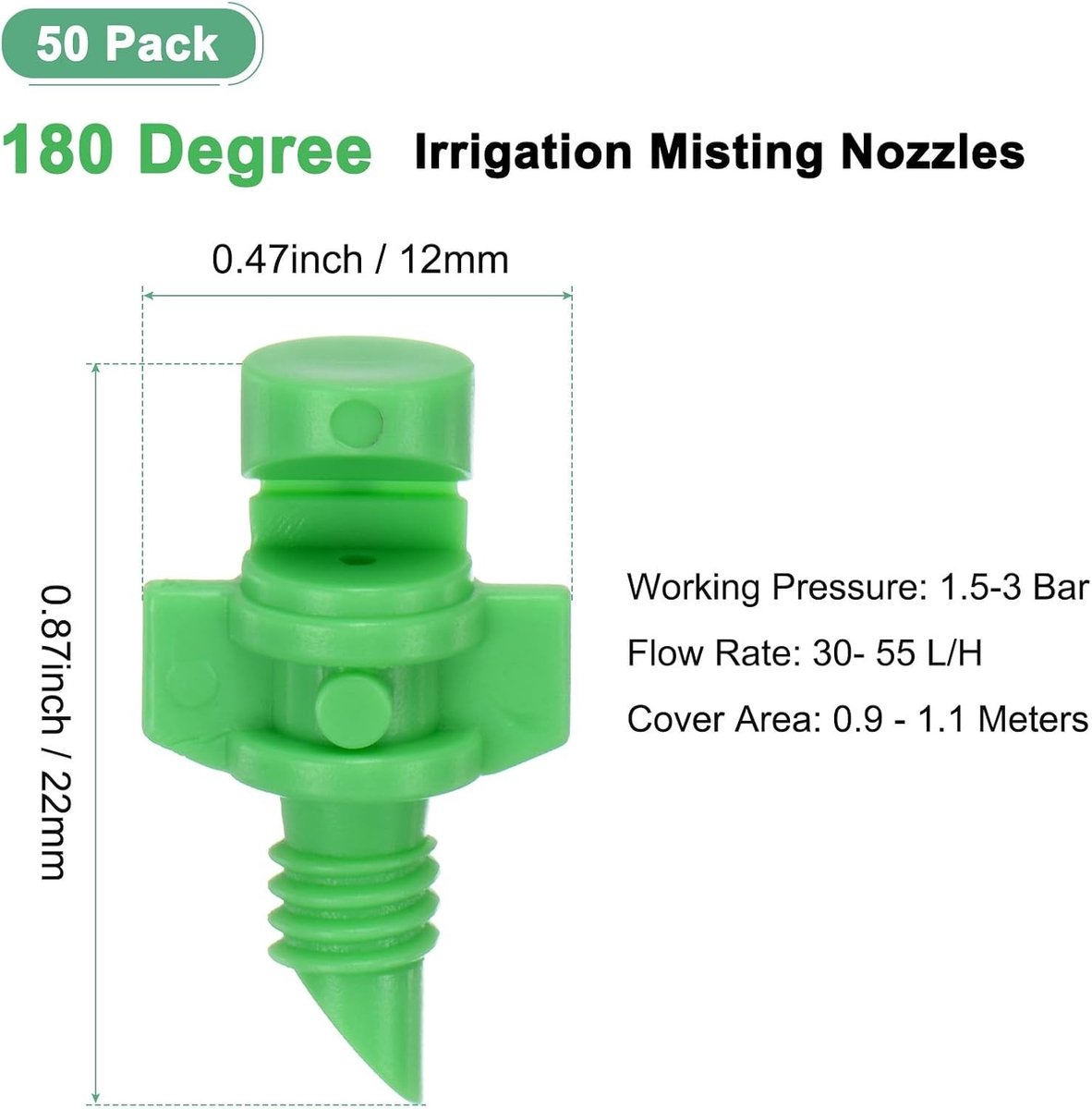 50-Pack Misting Sprinklers voor Tuin en Plant, 180 Graad Irrigatie Emitters voor Effectieve Watergift en Besproeiing
