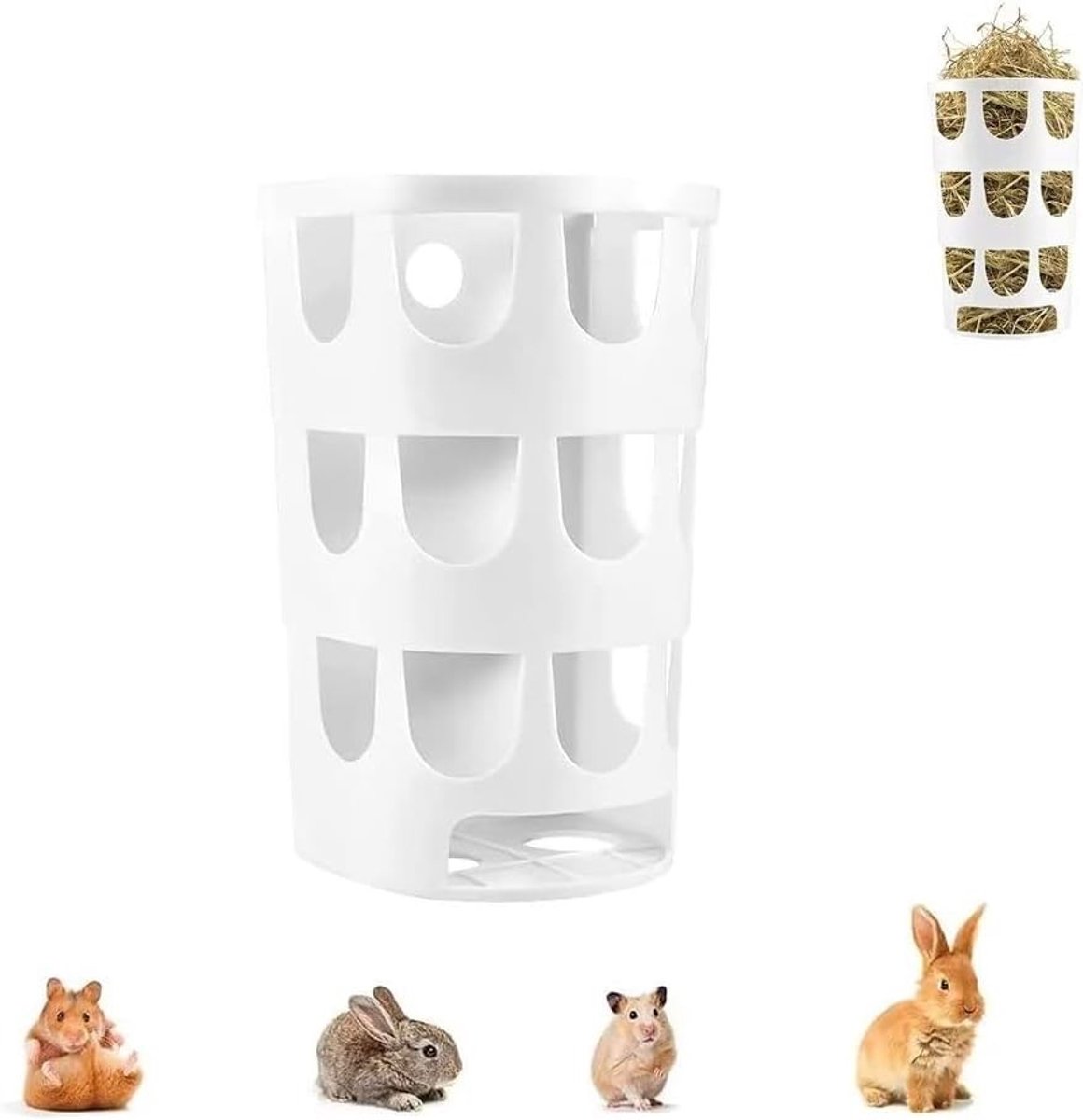 Houten Voerdispenser voor Kleine Dieren - Hooi Manger voor Konijnen, Cavia's en Chinchilla's - Ideaal voor een Schone en Gezonde Voeding