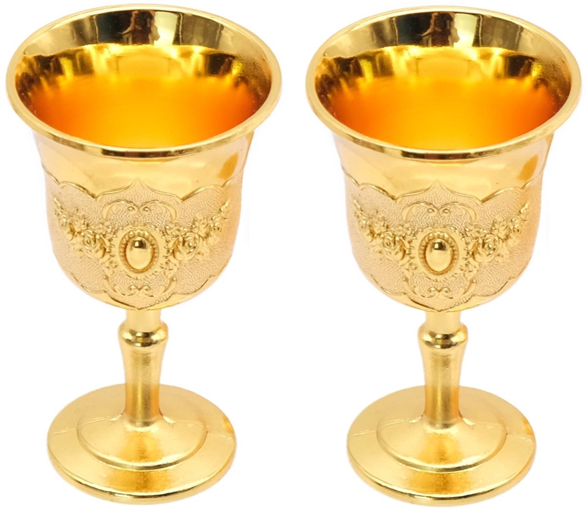 Wijnbekers 2 stuks - vintage gouden kelk - decoratief - perfect voor jouw collectie - ShopVlot