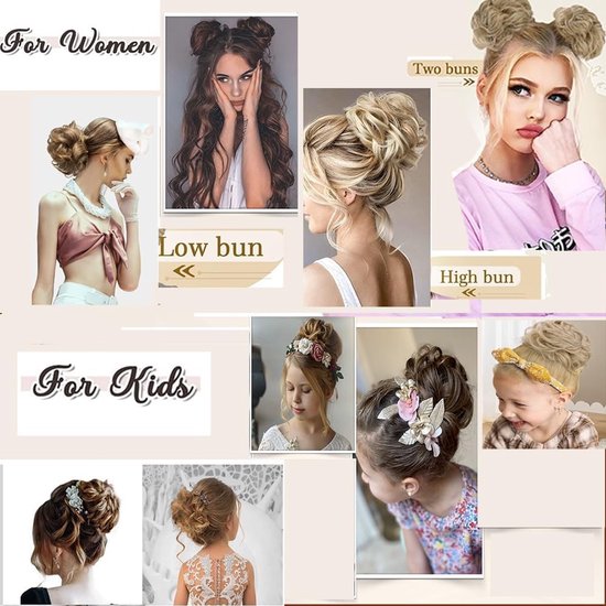 Kruidenelastiek voor een Rommelige Bun - Synthetisch Haarstuk voor Vrouwen en Meisjes in Lichtbruin en Lichtgoud Blond - Perfect voor Dagelijks Gebruik en Feestjes — afbeelding 3