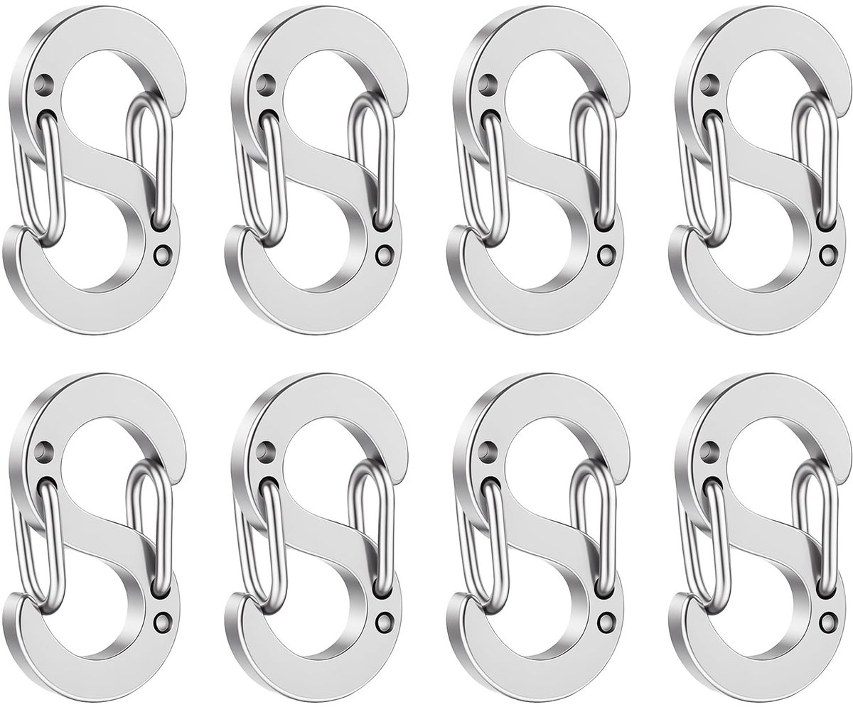 Mini-karabijnhaken S Lock 12 mm - roestvrij staal - dubbele opening - ideaal voor sieraden - ShopVlot