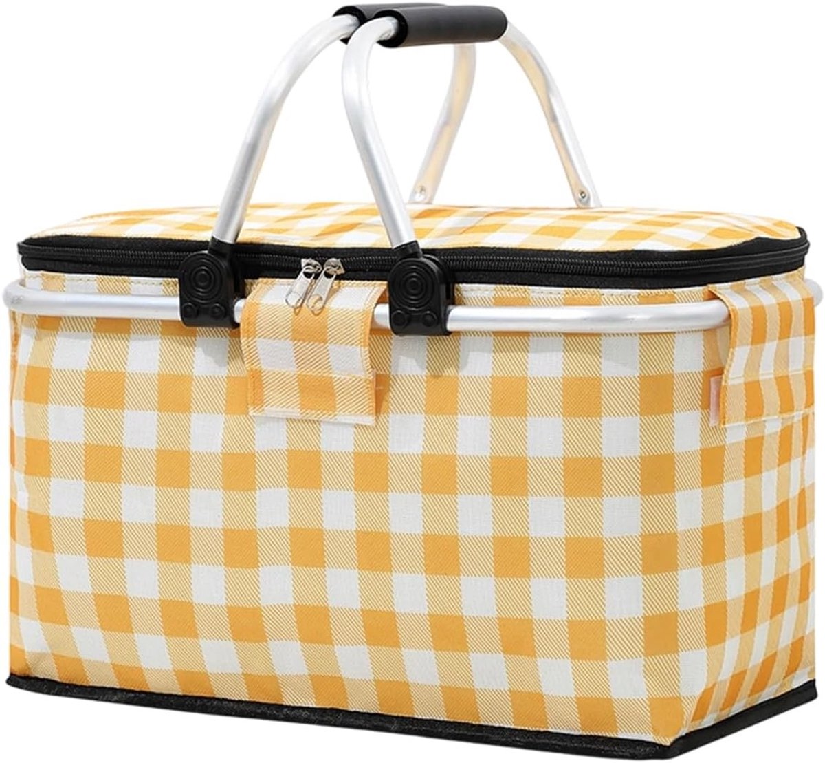 Vouwbare koeltas voor boodschappen met rits en handvat, ideaal voor picknick, werk en reizen (40 x 23 x 20 cm)