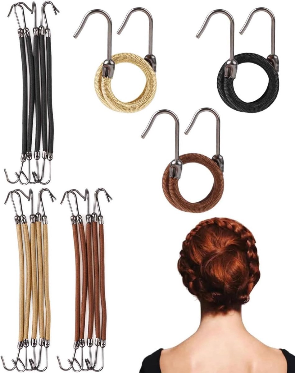 Set van 18 Elastische Haarbanden met Haakjes voor Staarten, Perfect voor Vrouwen en Meisjes, Ideaal voor Sport en Dagelijks Gebruik
