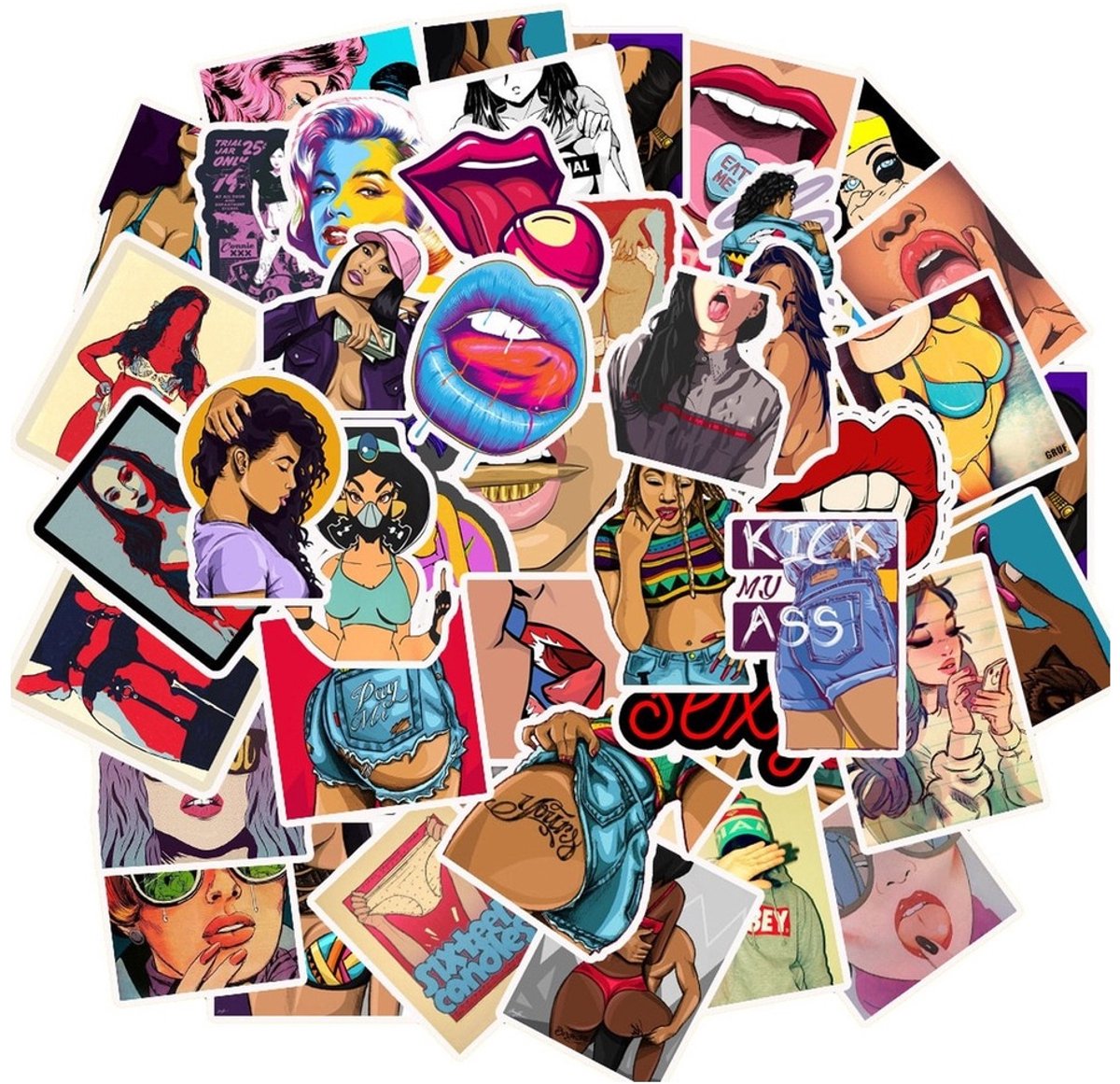 50 Dames Stickers – Stoere & Sexy Vrouwen – Voor Volwassenen