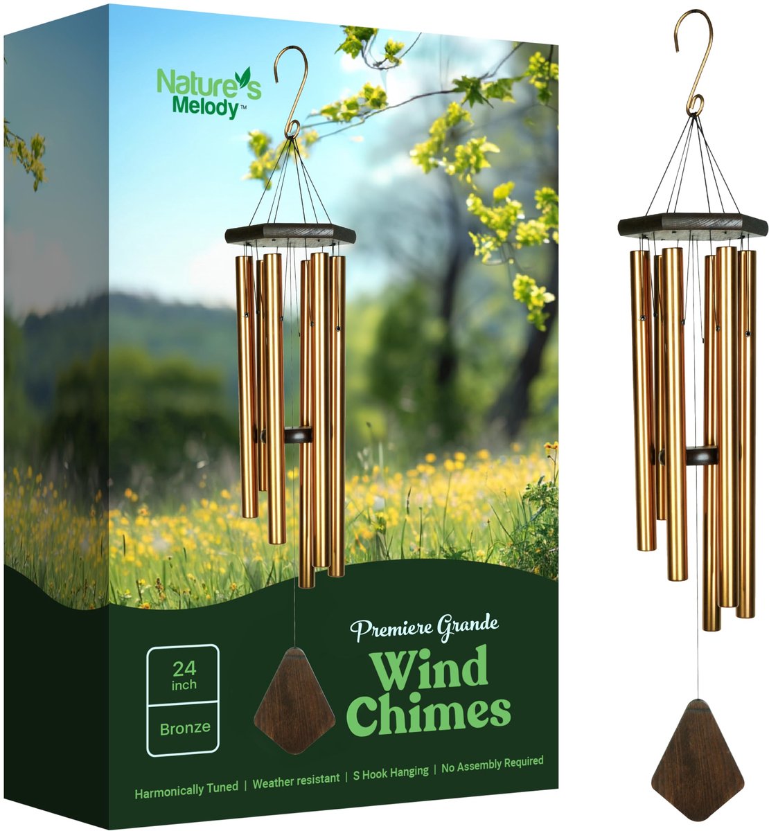 Nature's Melody PG24BR 24-Inch Premiere Grande Wind Chime - Brons - ShopVlot