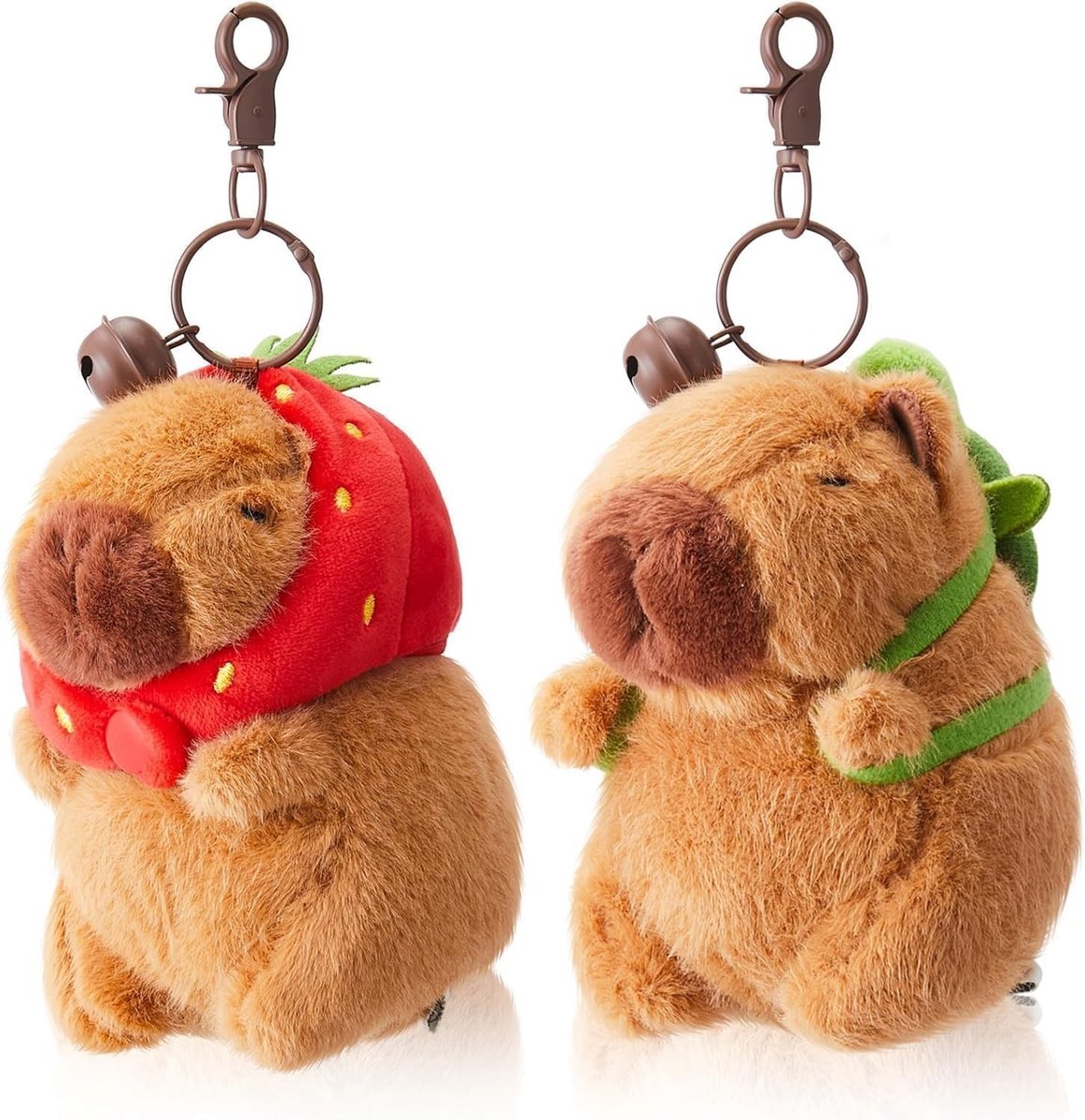 Pluche Capybara Poppen Set van 2 - Schattige Aardbeien Capybara met Schildpad Rugzak - Perfecte Verjaardagscadeaus voor Kinderen